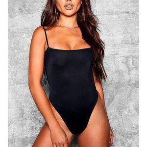 Black spaghetti strap basic bodysuit